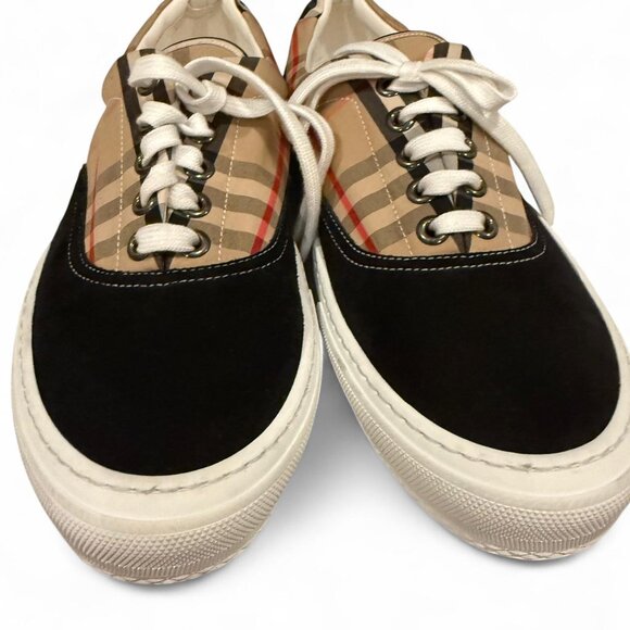 Burberry Men's Plaid Tan Tartan Logo Checkered Trainers Sneakers - Picture 2 of 8